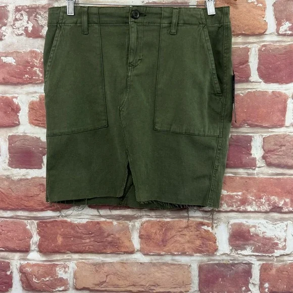 Hudson Luna Military Lulu Cargo Skirt Women's 29 Green Raw Edge Utility Casual - Picture 1 of 11